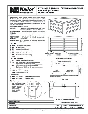 Submittal, Model 1600PHB, Extruded Aluminum Louvered Penthouses - Box (Post) Corners. Extruded Aluminum Louvered Penthouses - Box (Post) Corners