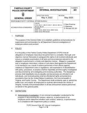 The Fairfax County Police Department Internal Affairs ...