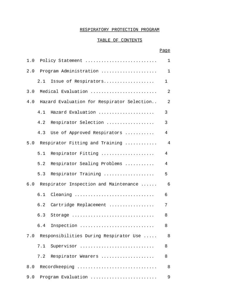 RESPIRATORY PROTECTION PROGRAM FACT SHEET Doc Template pdfFiller