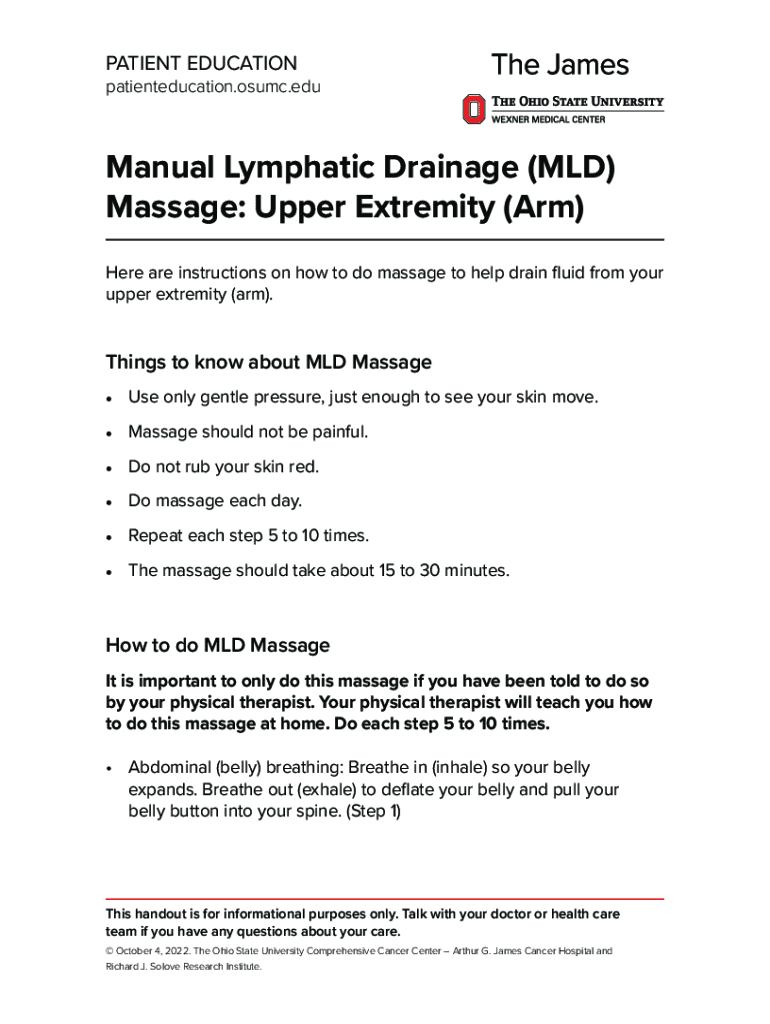 Fillable Online Self Manual Lymphatic Drainage for the Arm (Upper