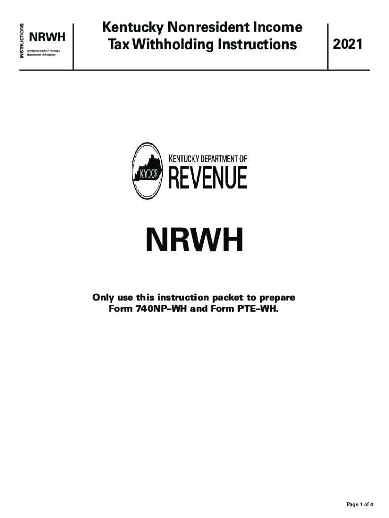 Fillable Online Kentucky Nonresident Tax Withholding
