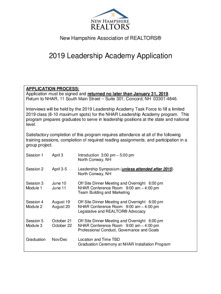 Fillable Online 2019 Leadership Academy Application Fax Email Print