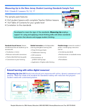 Fillable Online Measuring Up to the New Jersey Student Learning ...