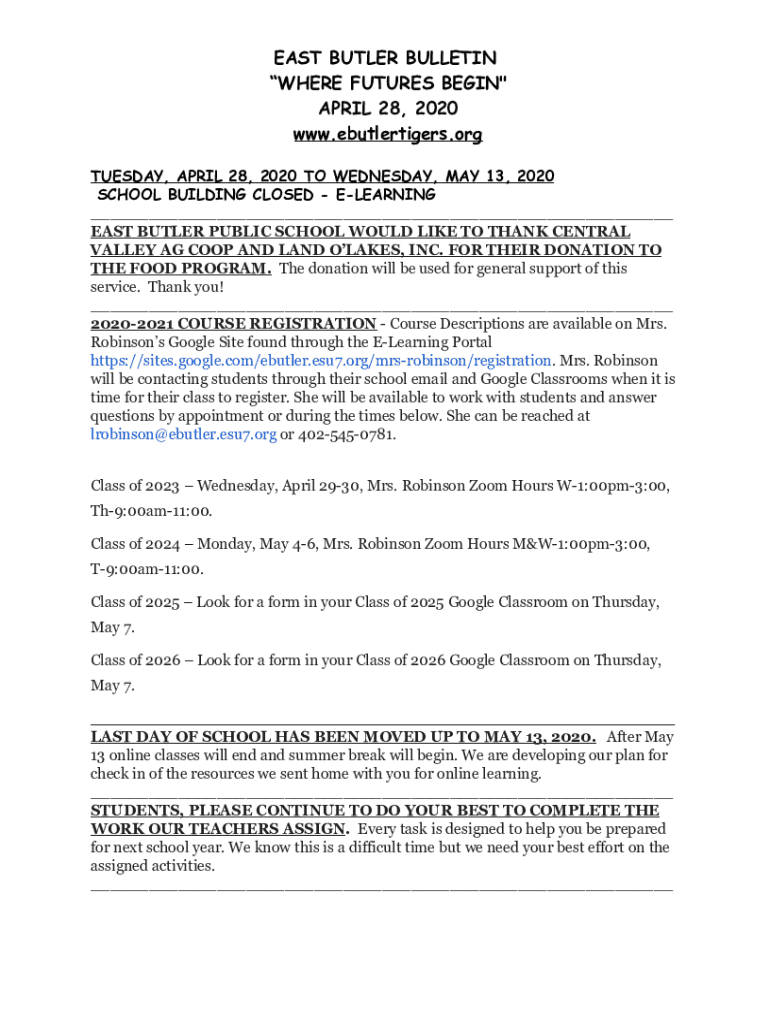 Fillable Online East Butler Public Schools Purpose and Vision