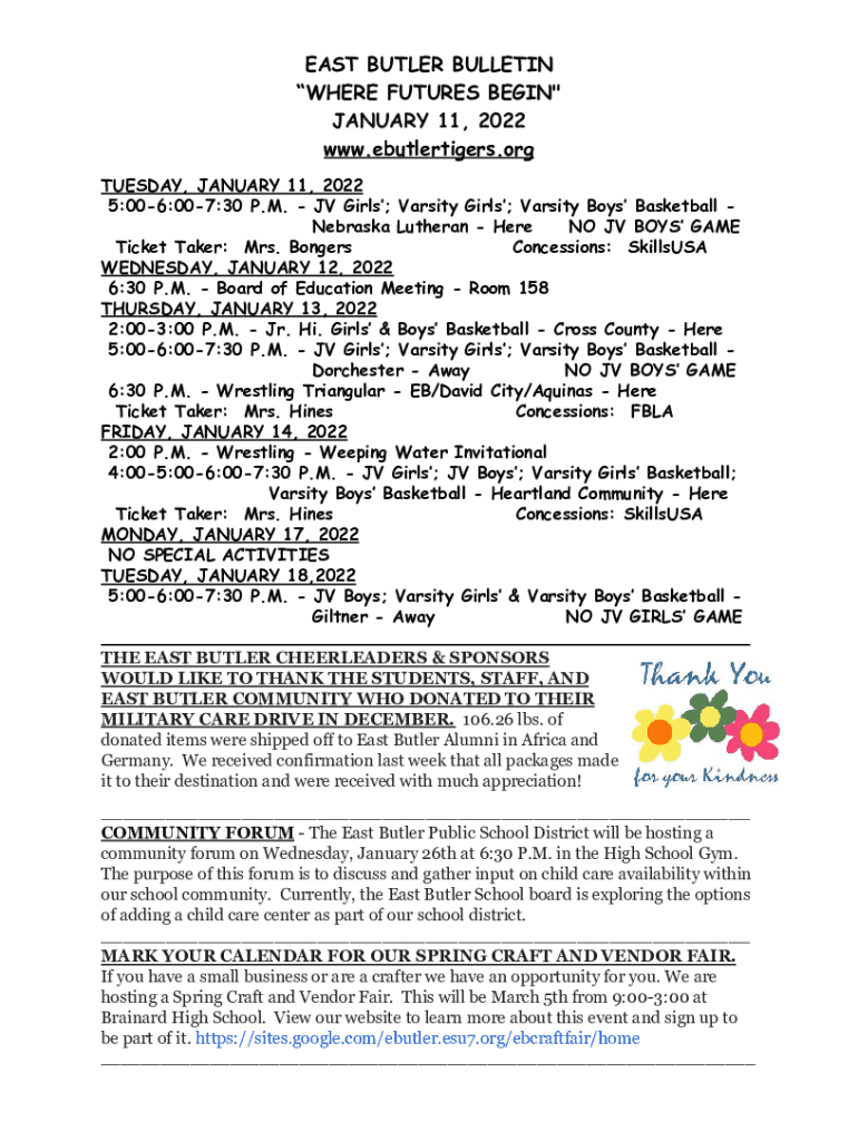 Fillable Online East Butler High School (Brainard, NE) Varsity