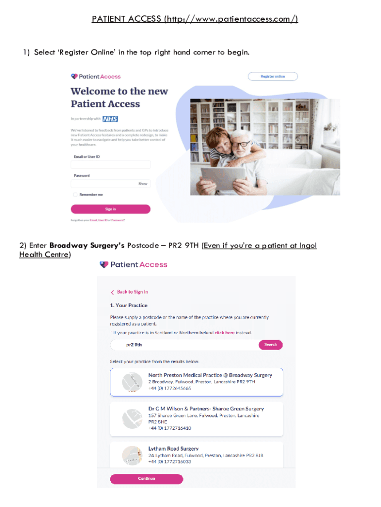 Fillable Online 2) Enter Broadway Surgery's Postcode Fax Email Print ...