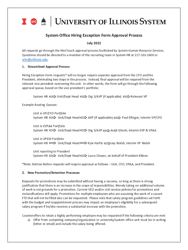 Fillable Online System Office Hiring Exception Form Approval Process