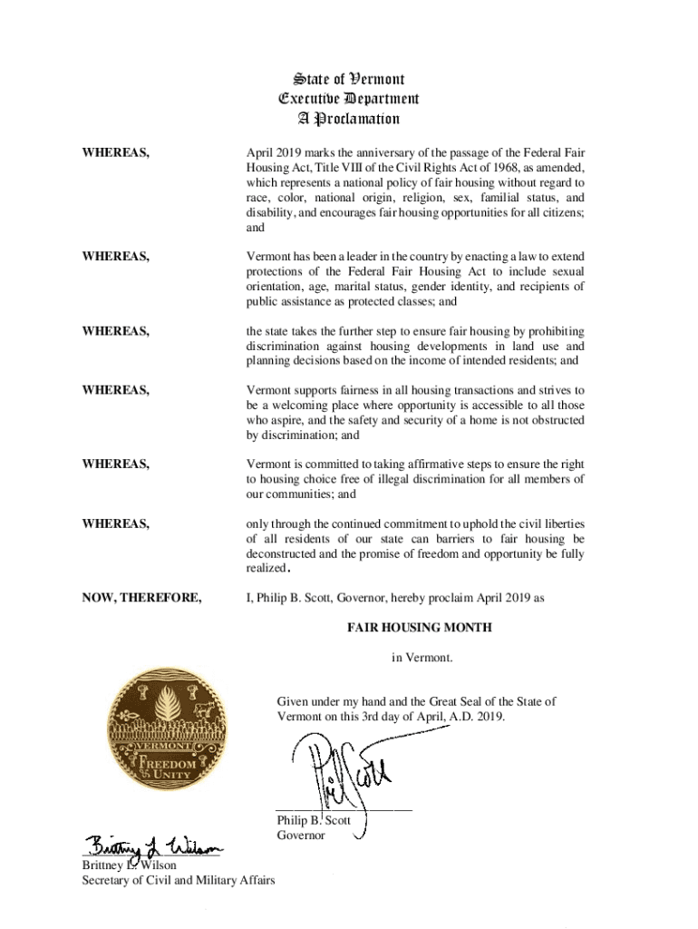 Fillable Online governor vermont 50th Anniversary Vermont State Housing Authority Fax Email