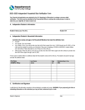 20222023 Independent Household Size Verification Form
