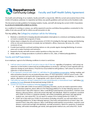 Fillable Online Faculty and Staff Health Safety Agreement Fax Email Print - pdfFiller