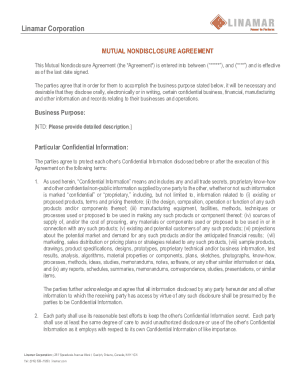 Fillable Online mutual nondisclosure agreement Fax Email Print - pdfFiller