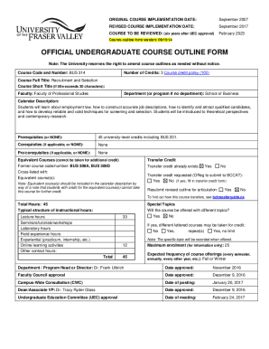 Fillable Online Course Code and Number: BUS 314 Fax Email Print - pdfFiller