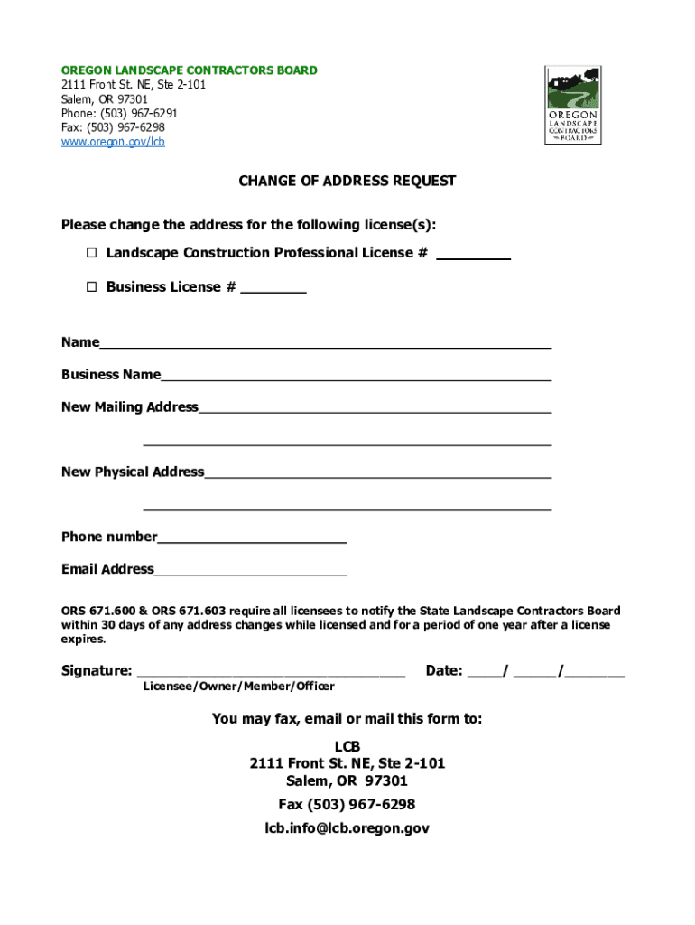 Fillable Online change of address request Fax Email Print pdfFiller