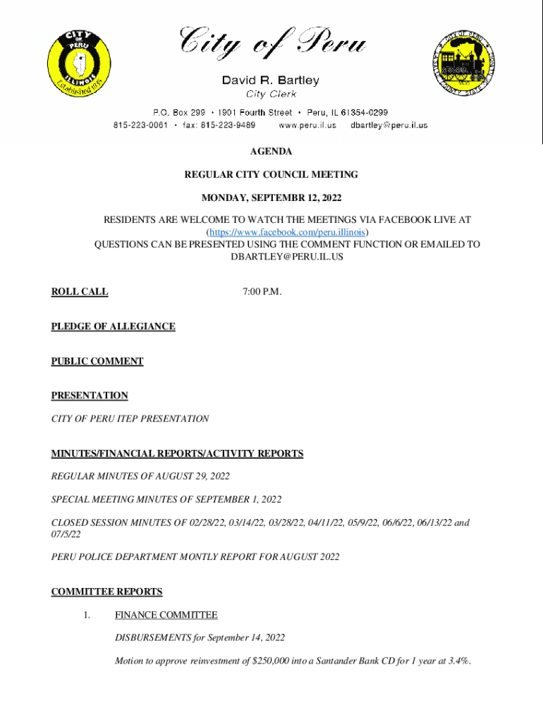 Fillable Online City of Peru, Illinois Offices Fax Email Print pdfFiller