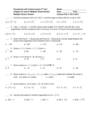 Chapter 6.3 and 6.4 Midterm Exam Review Date