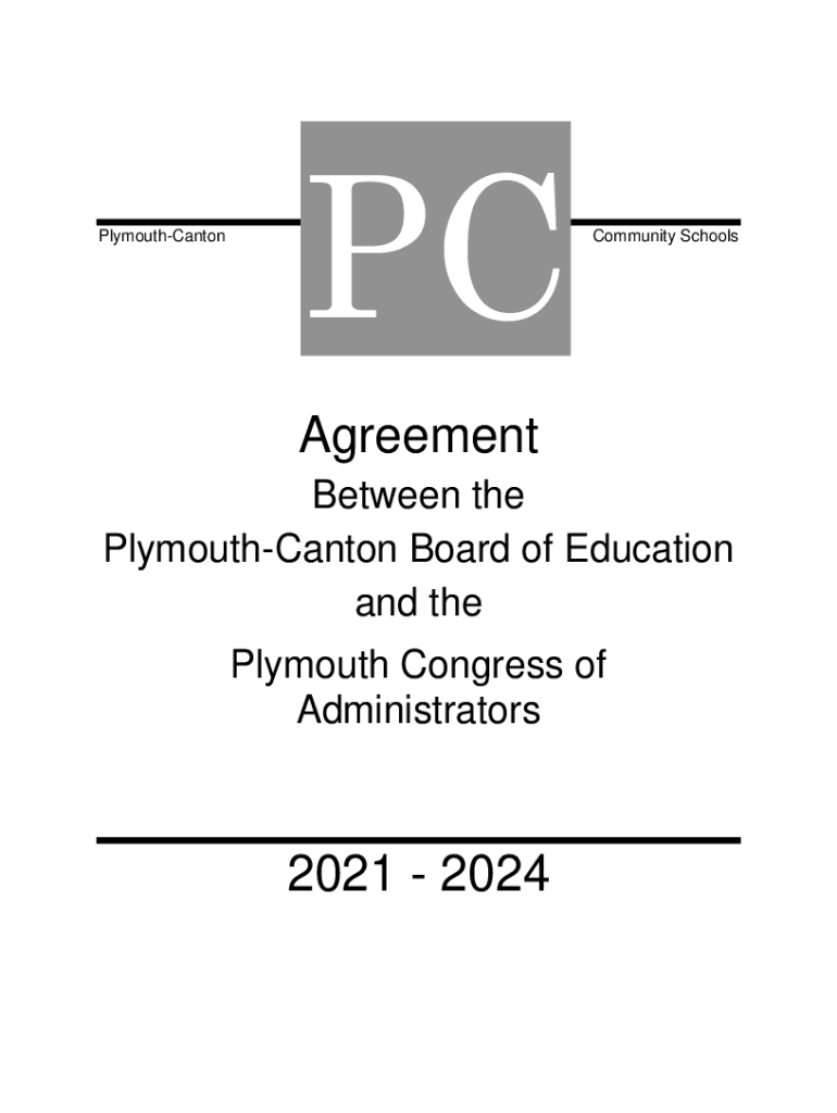 Fillable Online Agreement Between the PlymouthCanton Board of