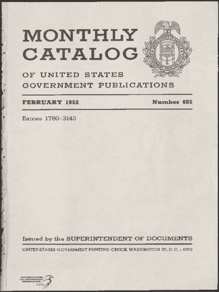 Fillable Online Monthly catalog of United States government