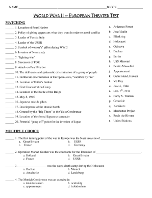 Fillable Online World War II Test Fax Email Print - pdfFiller