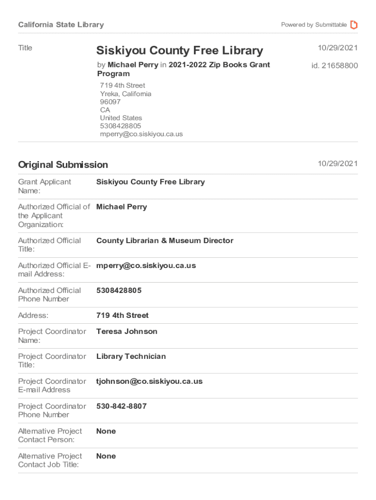 Fillable Online Siskiyou County Free Library Fax Email Print pdfFiller