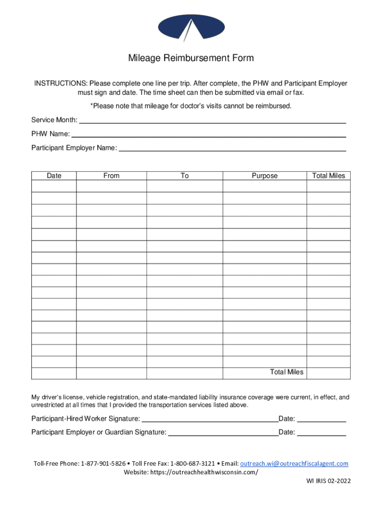 Fillable Online Travel Allowance / Mileage Reimbursement and Missed