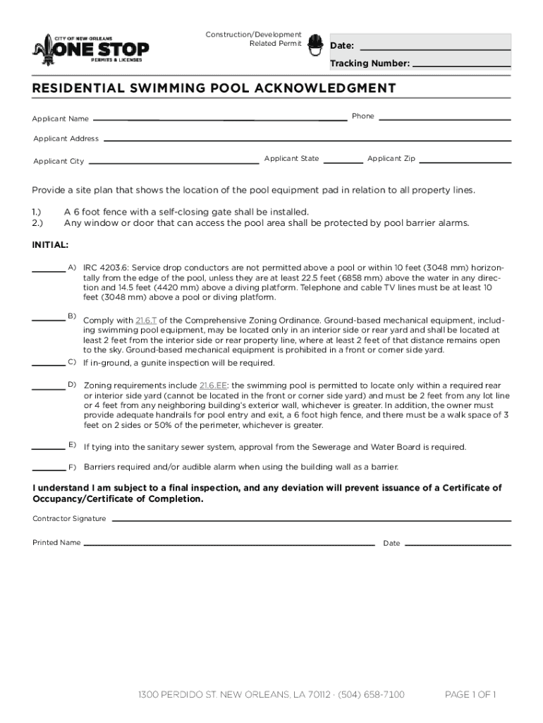 Fillable Online Residential Swimming Pool Spa Permit Application Fax Email Print pdfFiller