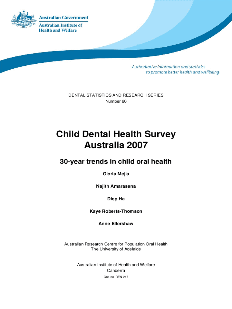 Fillable Online 30year trends in child oral health. Dental statistics