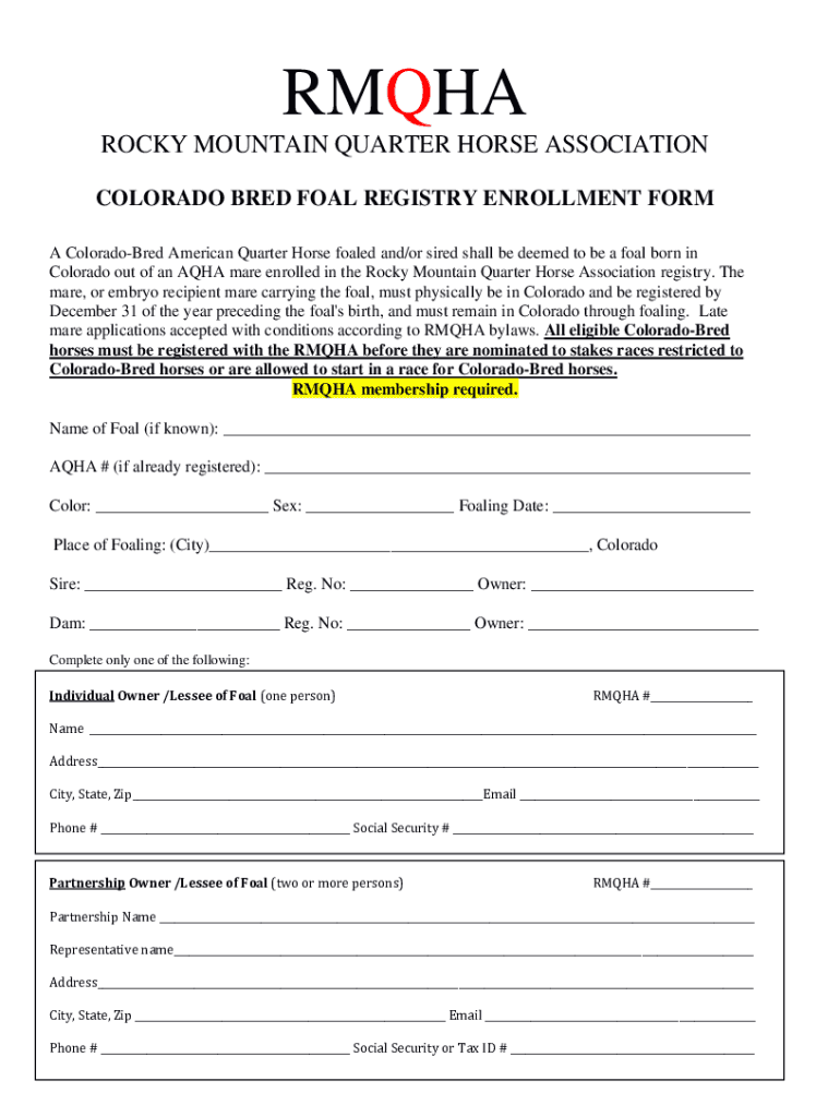 Fillable Online RMQHA Reminder that nominations for the Quarter Horse