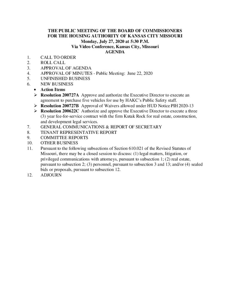 Fillable Online HOUSING AUTHORITY OF KANSAS CITY, MISSOURI Fax Email