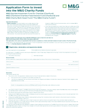 Application Form to invest into the M&amp;G Charity Funds