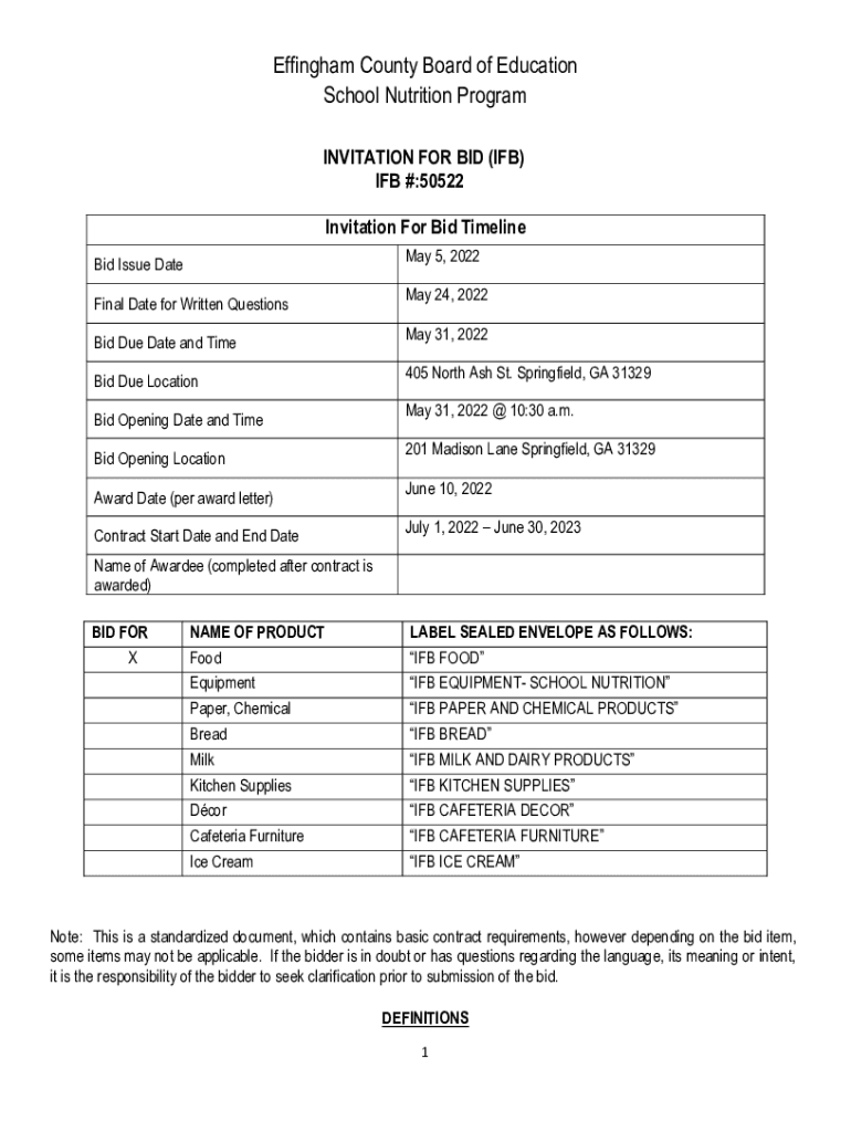 Fillable Online Effingham County Board of Education School Nutrition Program Fax Email Print