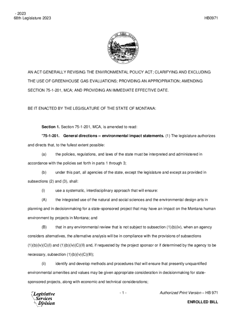 Fillable Online 1 - Authorized Print Version HB 971 ENROLLED BILL AN ...