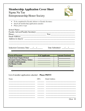 Membership Application Cover Sheet ...