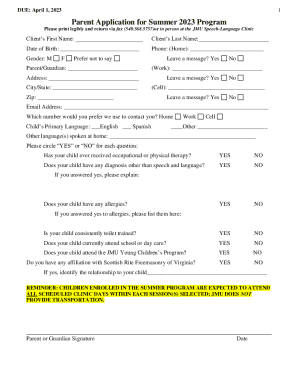 Undergraduate Intent To Enroll Form - JMU