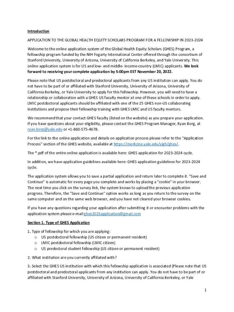 Fillable Online medicine yale Application Guidelines for the Global