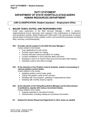 Statement of Responsibilities for Student Assistants - uConnect