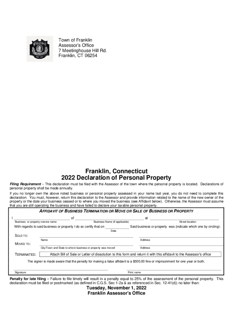 Fillable Online Property Record CardsFranklin CT Fax Email Print
