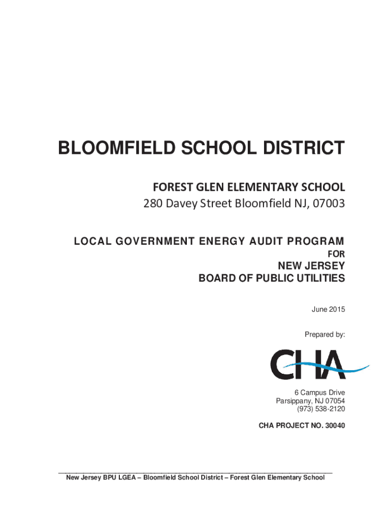 Fillable Online bloomfield k12 nj Local Government Energy Audit Reports