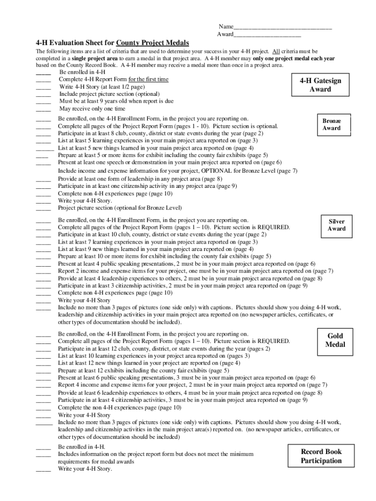 Fillable Online Tulsa County 4 H Annual Project Report Form Project Fillable online tulsa county 4 h annual project report form project