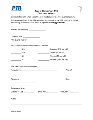 Starting Cash Request Form - Forest View Elementary PTA