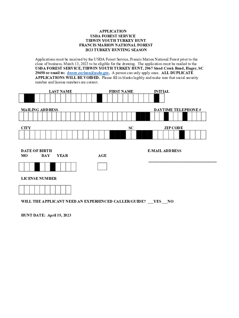 Fillable Online Subject Youth Turkey Hunt at Tibwin To Fax Email Print