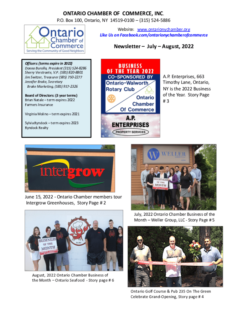 Fillable Online Ontario NY Chamber of Commerce Fax Email Print pdfFiller