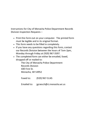 Records Request Form - the City of Menasha!