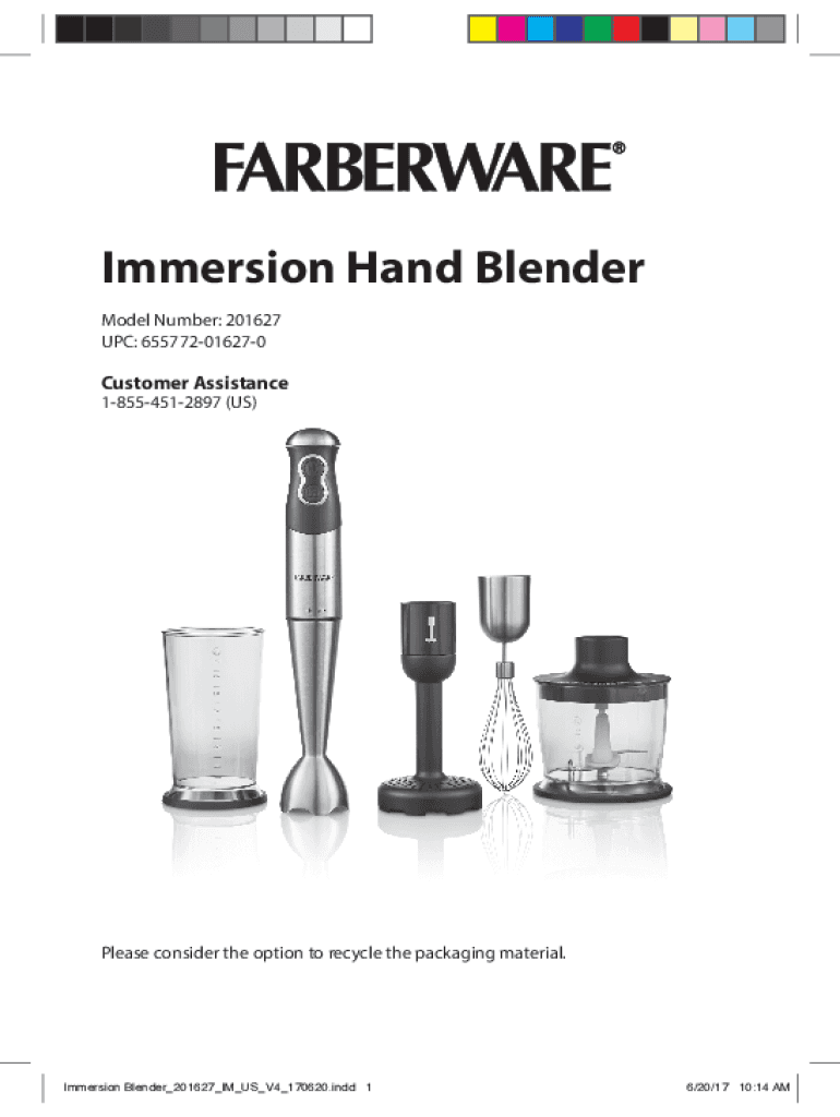 Fillable Online Instruction Manual for Immersion Blender Models GIB500