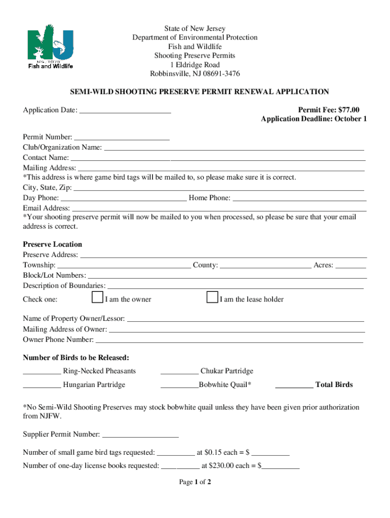 nj semi wild shooting preserve Preview on Page 1