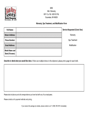 Fillable Online Warranty Printable Form Fax Email Print - pdfFiller