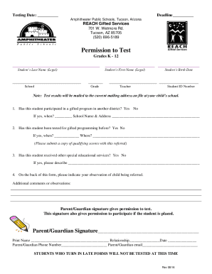 Native American Education / Testing Dates and Deadlines