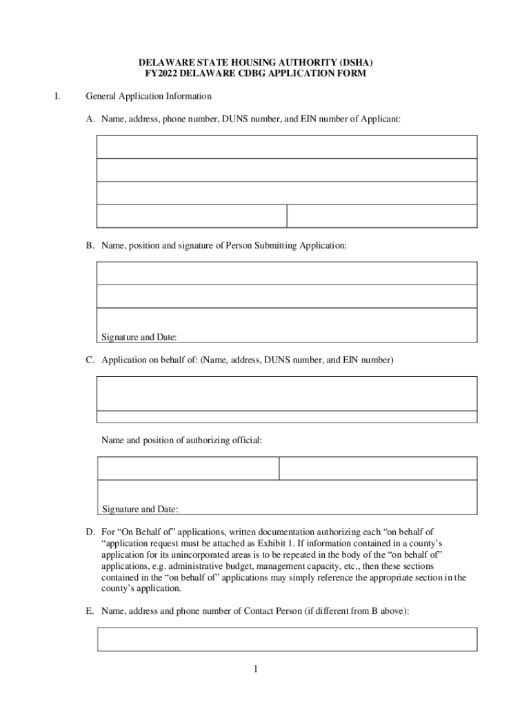 Fillable Online FY2022 DELAWARE CDBG APPLICATION FORM Fax Email Print
