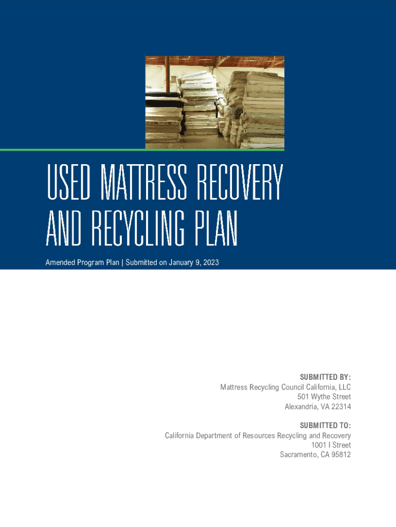 Fillable Online www2 calrecycle ca Mattress Recycling Council
