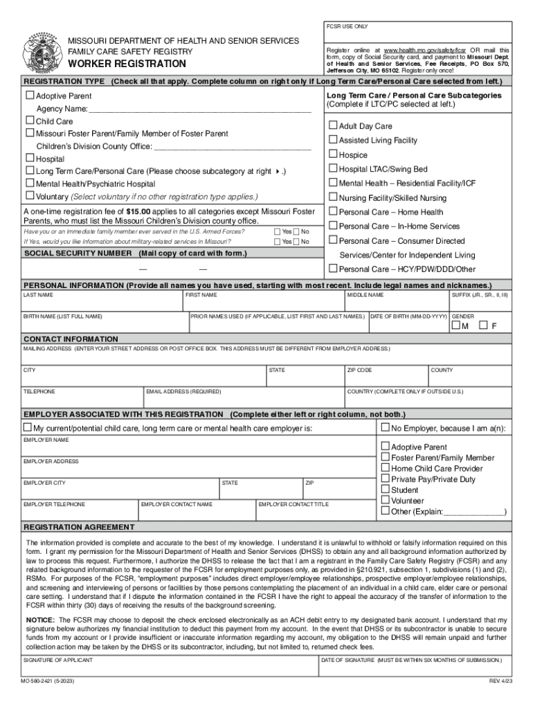 580-2421 (5-2023) WORKER REGISTRATION Preview on Page 1