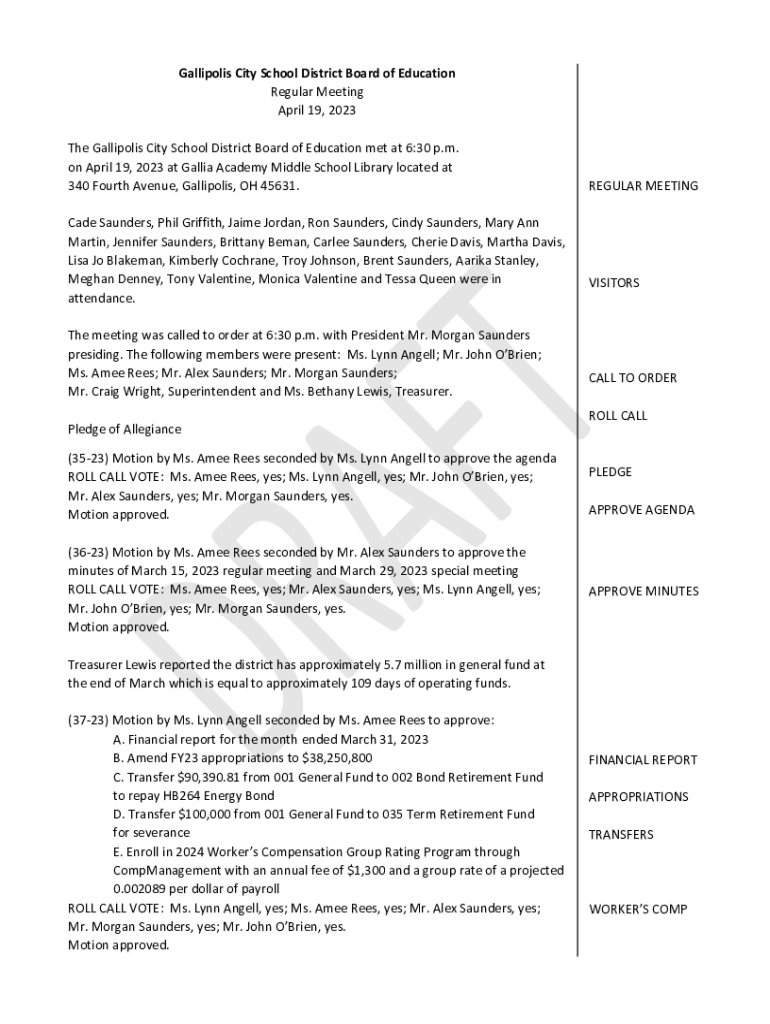 Fillable Online Board Gallipolis City Schools Fax Email Print pdfFiller